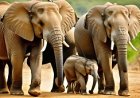 How do elephants take care of their young